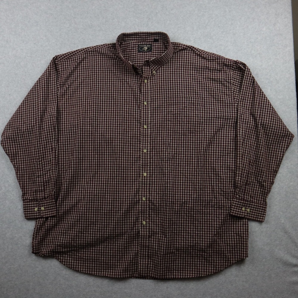 Falcon Bay Shirt Mens 4XLT Tall Casual Pocket Button Up Maroon Plaid Long Sleeve